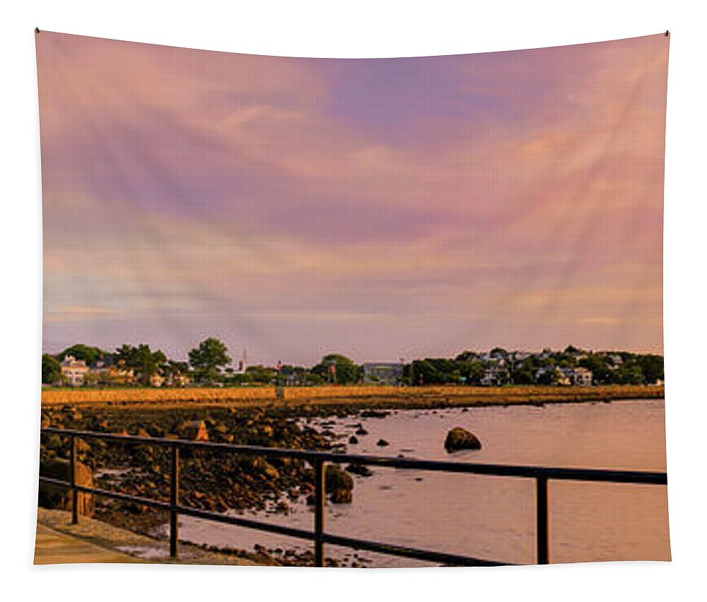 Stage Fort Park Walkway Tapestry featuring the photograph Gloucester Glow by Michael Hubley