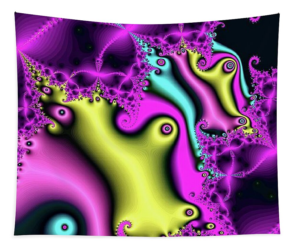 Fractal Tapestry featuring the digital art Glowing Pink Broken Arrow by Don Northup
