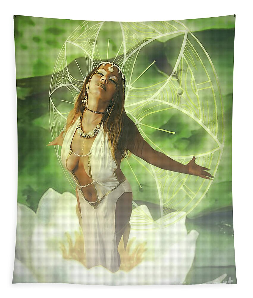Dark Tapestry featuring the digital art Goddess In Bloom by Recreating Creation