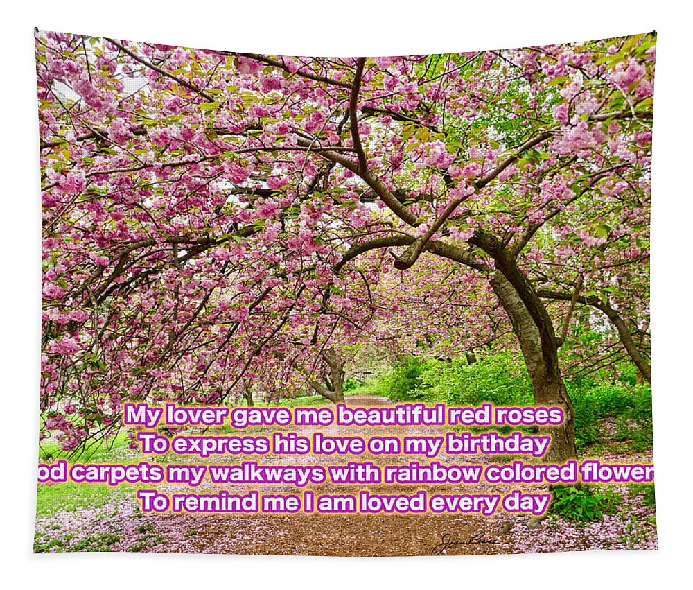 Color Photography Cherry Blossoms Trees Tapestry featuring the photograph God's Love by Joan Reese