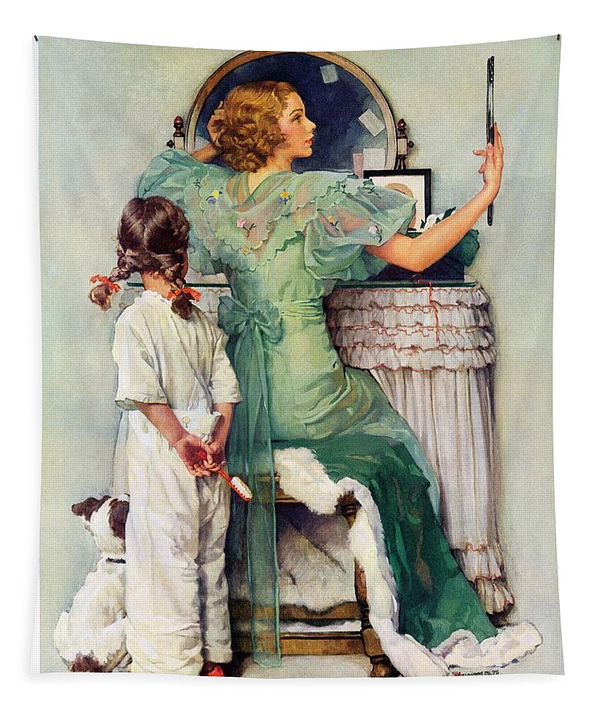 Dressing Tables Tapestry featuring the painting Going Out by Norman Rockwell