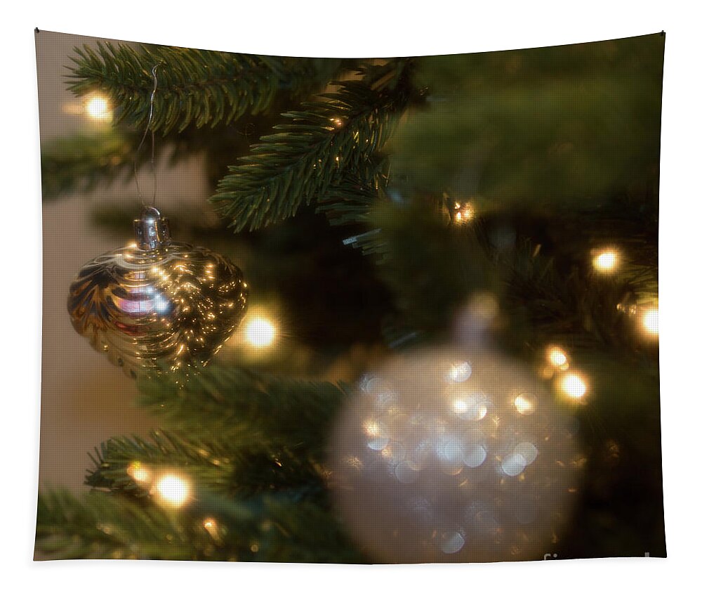 Christmas Tapestry featuring the photograph Gold tree ornament by Agnes Caruso