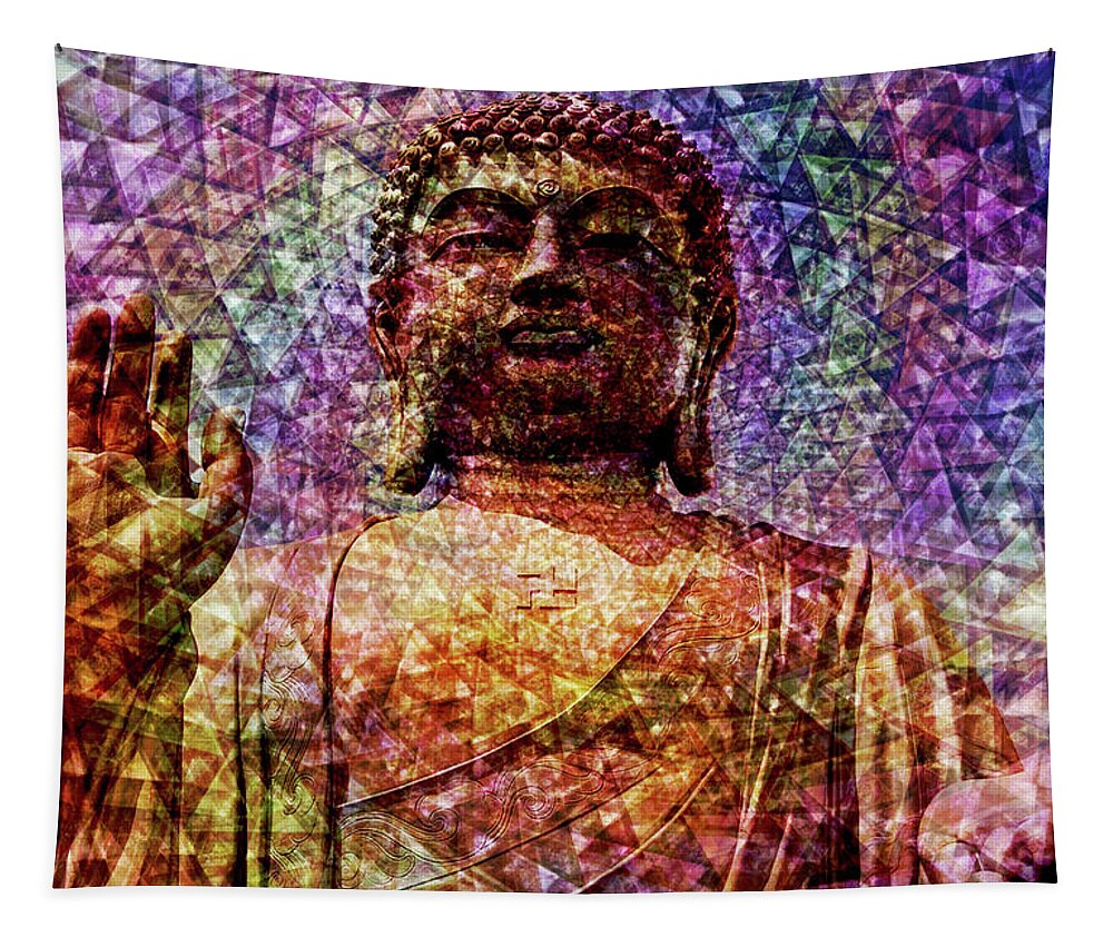 Buda Tapestry featuring the photograph Golden Buda by J U A N - O A X A C A