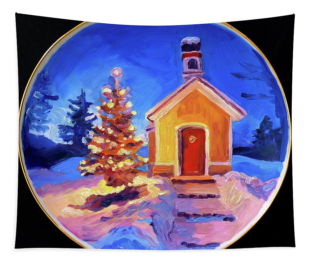 Christmas Tapestry featuring the painting Golden Christmas Tree by David Lloyd Glover