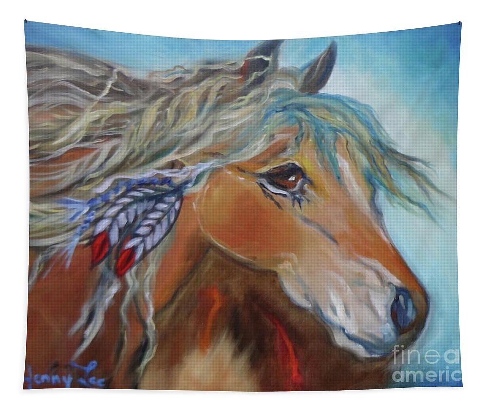 Equine Tapestry featuring the painting Golden Horse by Jenny Lee