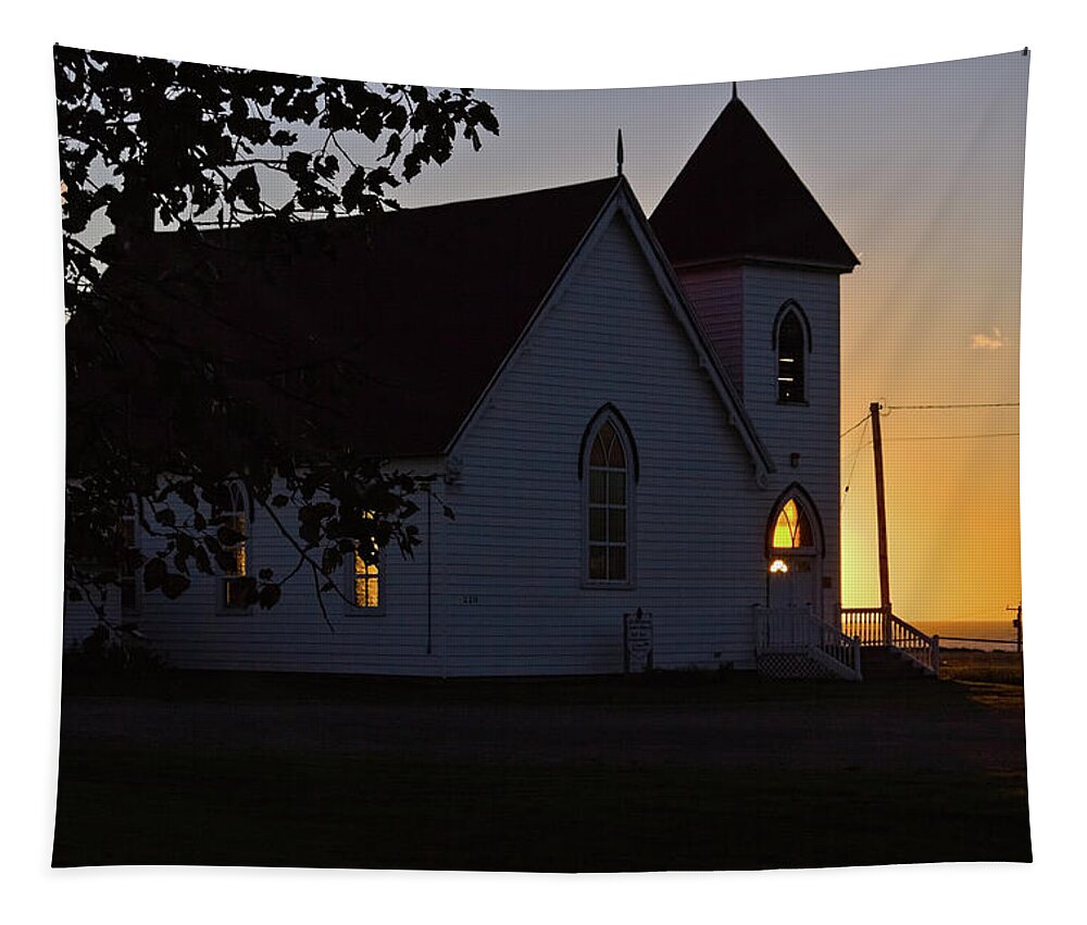 Golden Light Tapestry featuring the photograph Golden light at the church by Tatiana Travelways