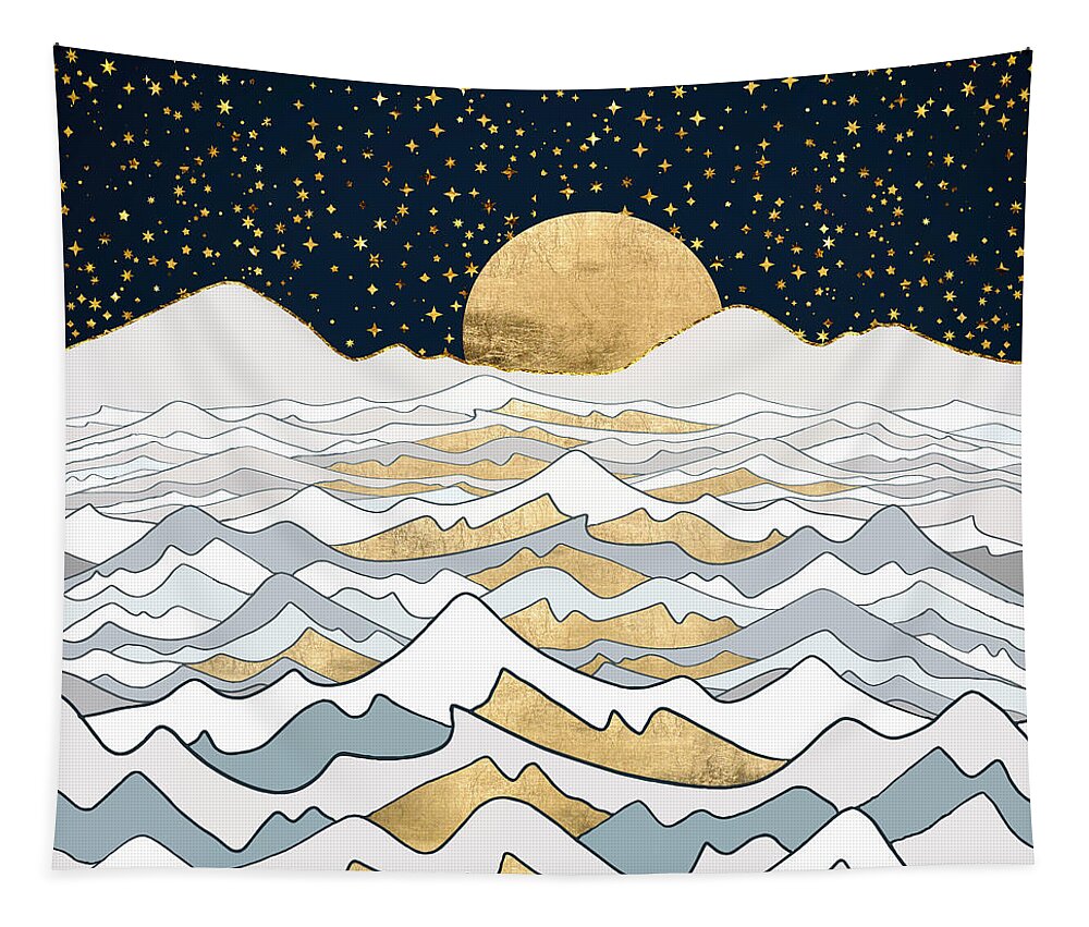 Ocean Tapestry featuring the digital art Golden Ocean by Spacefrog Designs