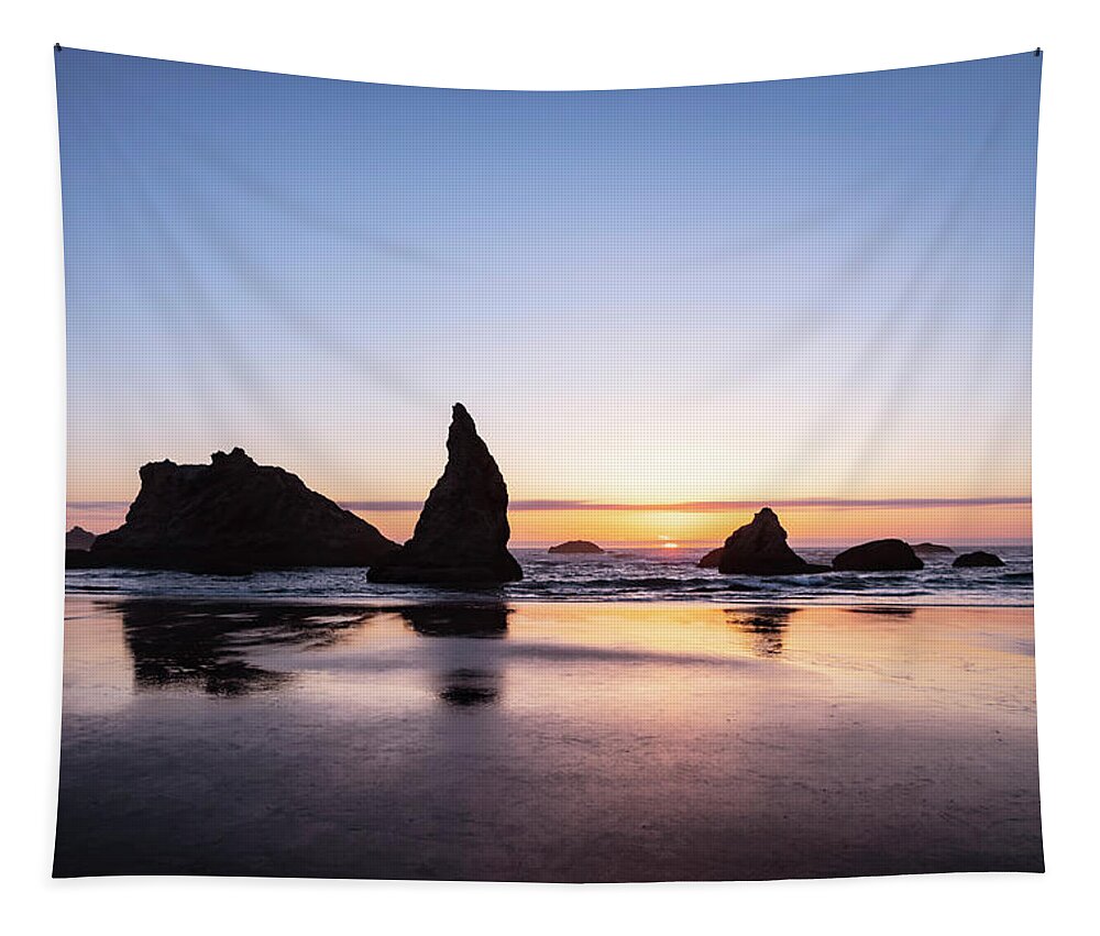 Beaches Tapestry featuring the photograph Golden Reflections by Steven Clark