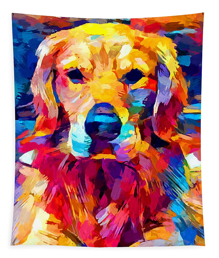 Golden Retriever Tapestry featuring the painting Golden Retriever 6 by Chris Butler
