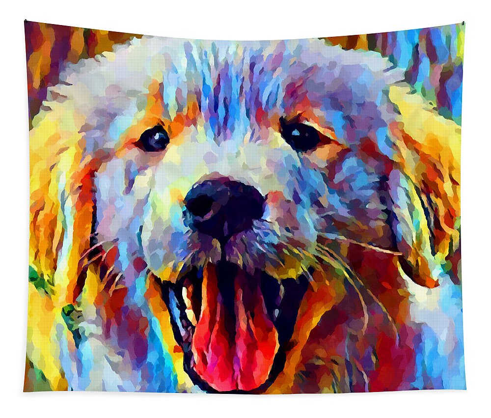 Puppy Tapestry featuring the painting Golden Retriever Puppy 2 by Chris Butler