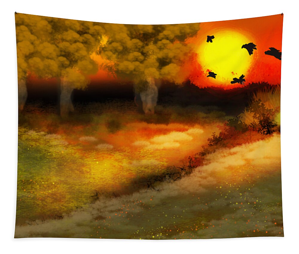 Sunrise Tapestry featuring the digital art Golden Sunrise by Julie Grimshaw