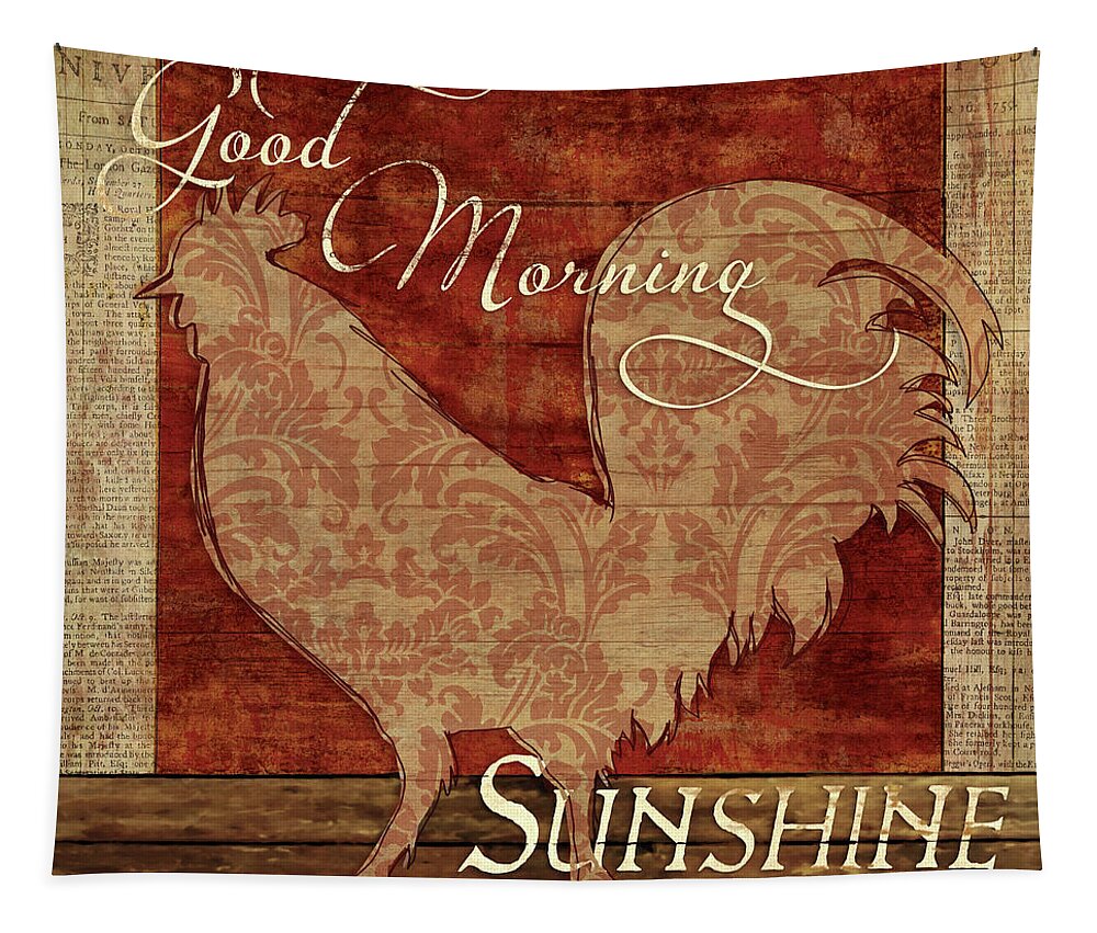 Rooster Tapestry featuring the mixed media Good Morning Sunshine by Elizabeth Medley