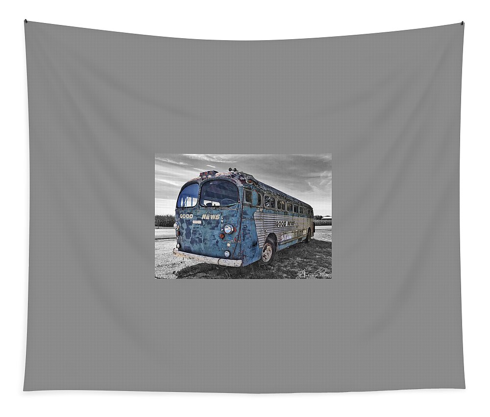 Bus Tapestry featuring the photograph Good News Still Travels by Andrea Platt