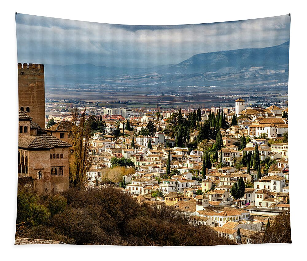Alhambra Tapestry featuring the photograph Granada and La Alhambra by Pablo Lopez