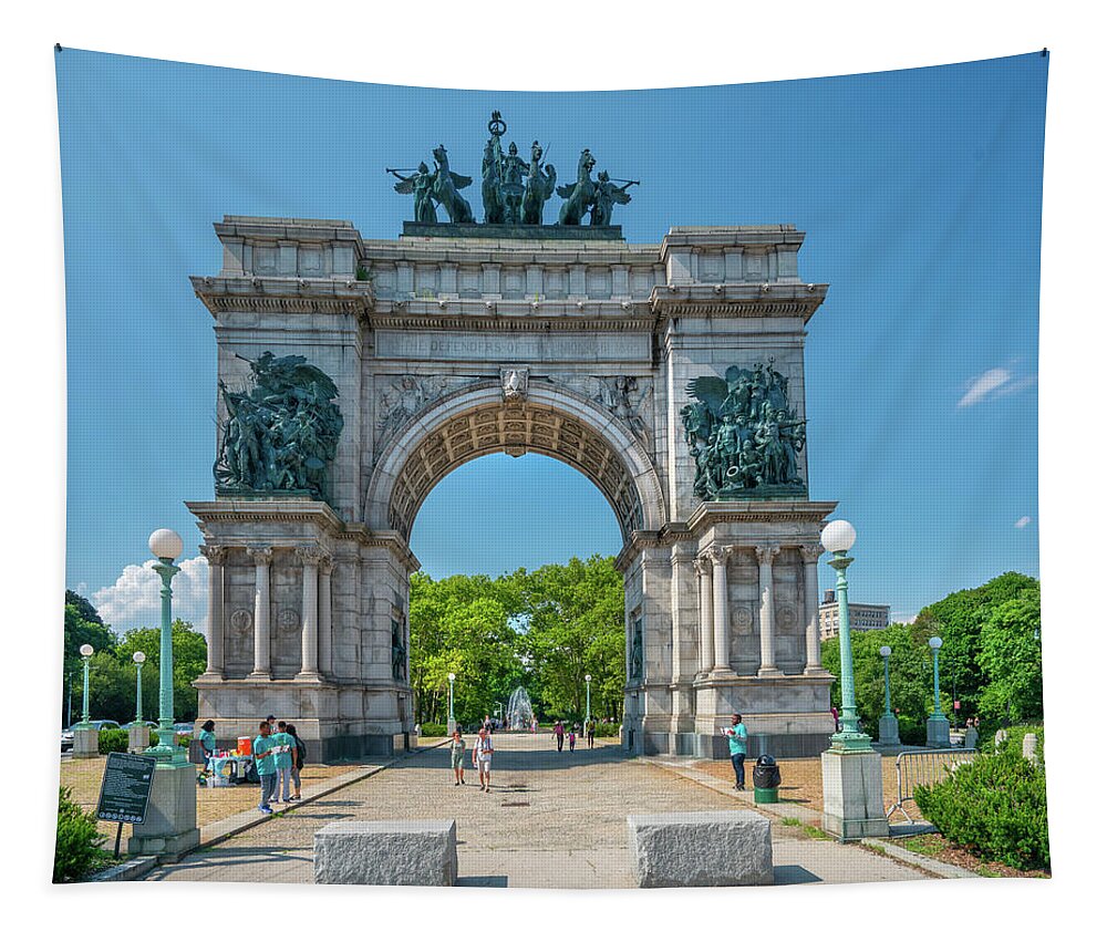 Estock Tapestry featuring the digital art Grand Army Plaza In Brooklyn Ny by Laura Zeid