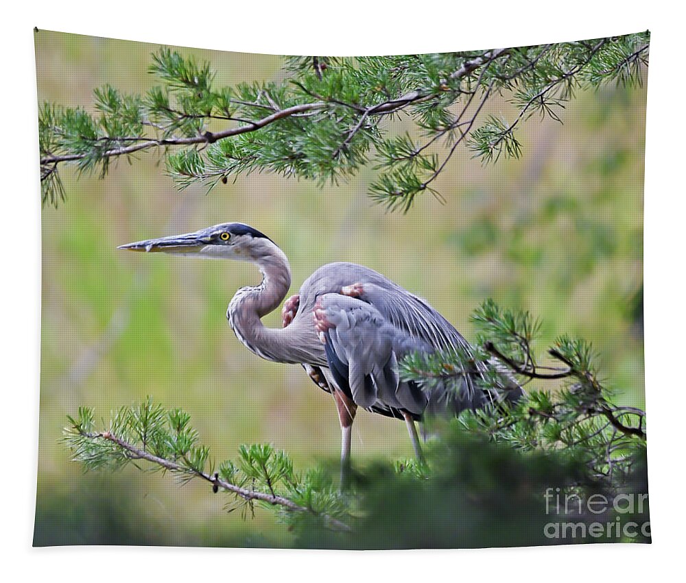 Great Blue Heron Tapestry featuring the photograph Great Blue Heron at Claytor Lake State Park by Kerri Farley