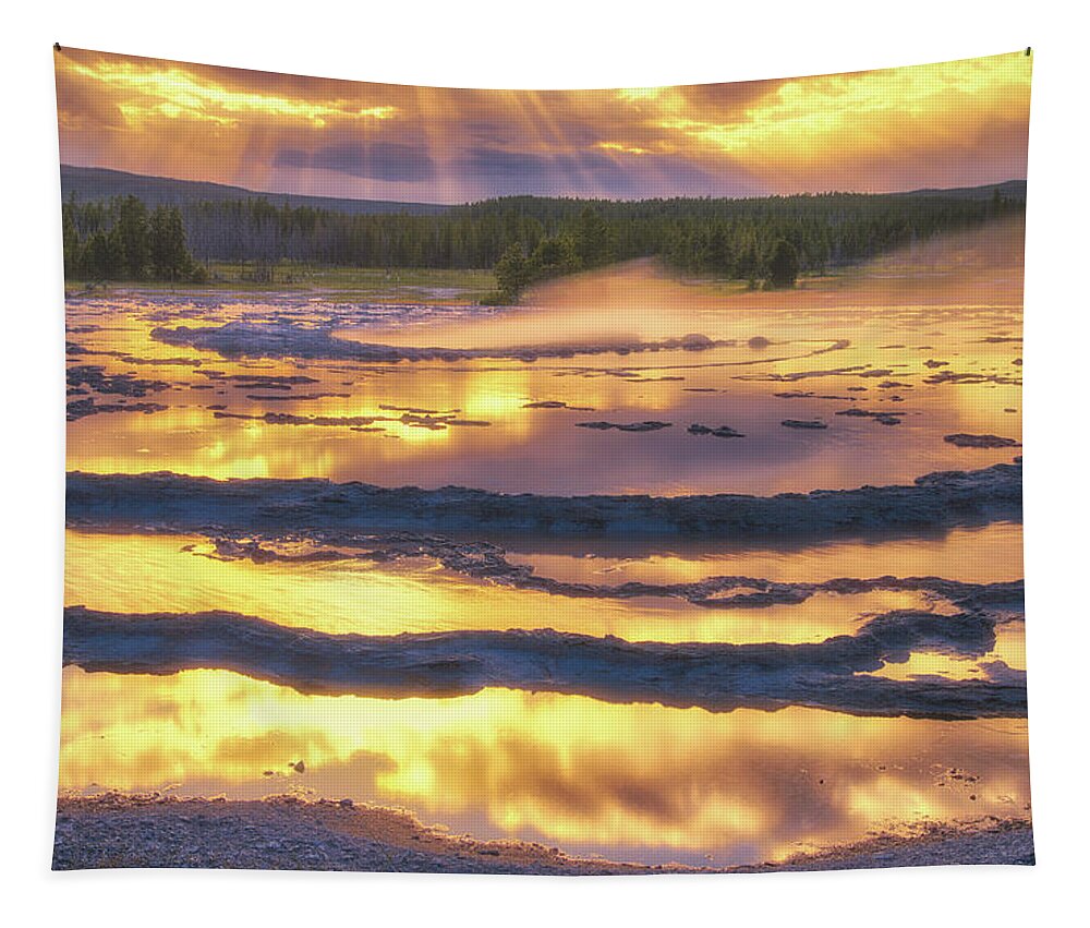 Yellowstone Tapestry featuring the photograph Great Fountain Sunset by Darren White