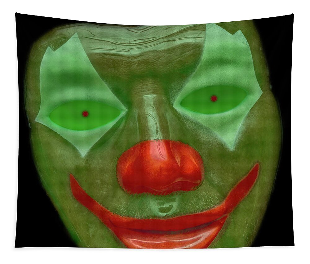 Clown Tapestry featuring the photograph Green Clown Face by Erich Grant