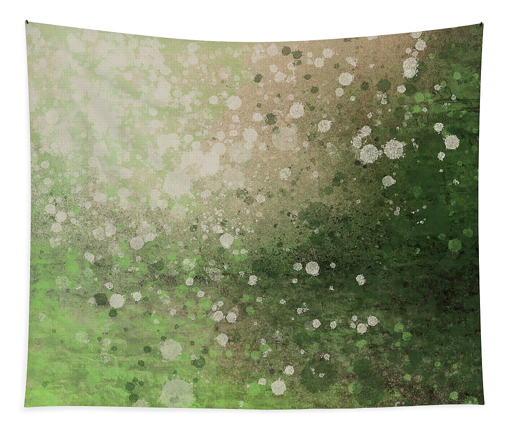 Green Tapestry featuring the painting Green Splatter by Go Van Kampen