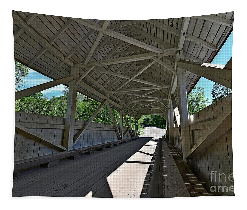Covered Bridge Tapestry featuring the photograph Greenbanks Hollow by Steve Brown