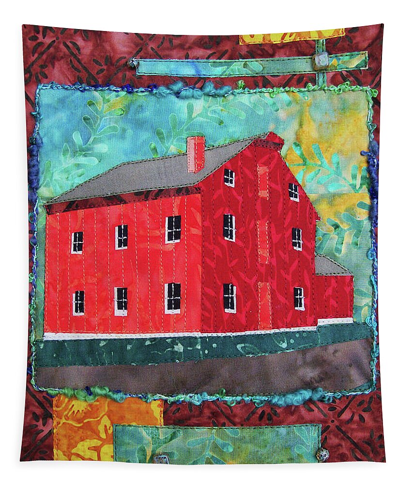 Art Quilt Tapestry featuring the tapestry - textile Grinnell Mill by Pam Geisel