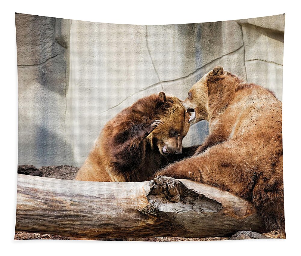 Grizzly Tapestry featuring the photograph Grizzly Play by Deborah Penland