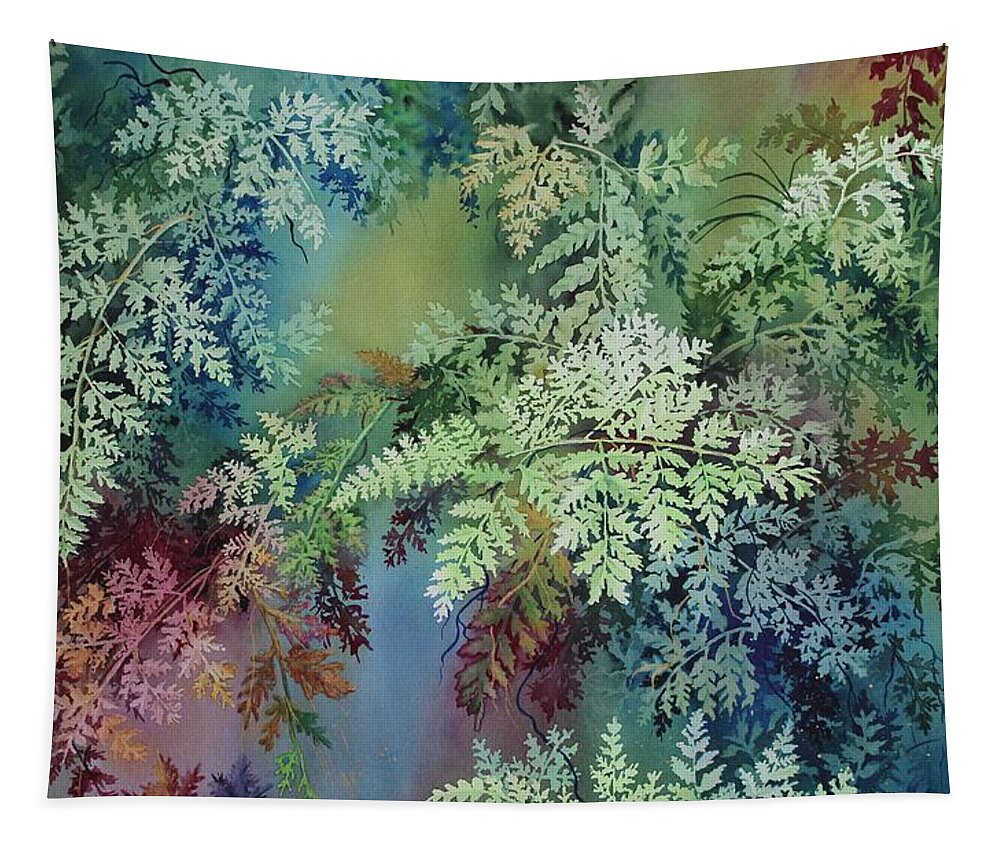 Rainforest Tapestry featuring the painting Veils of Palapalai by Kelly Miyuki Kimura
