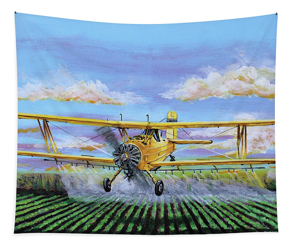 Ag Cat Tapestry featuring the painting Grumman Ag Cat by Karl Wagner