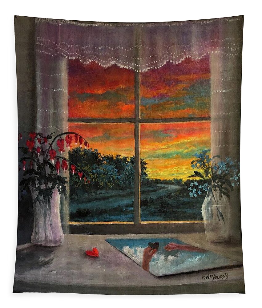 Guarding Tapestry featuring the painting Guarding The Soul by Rand Burns