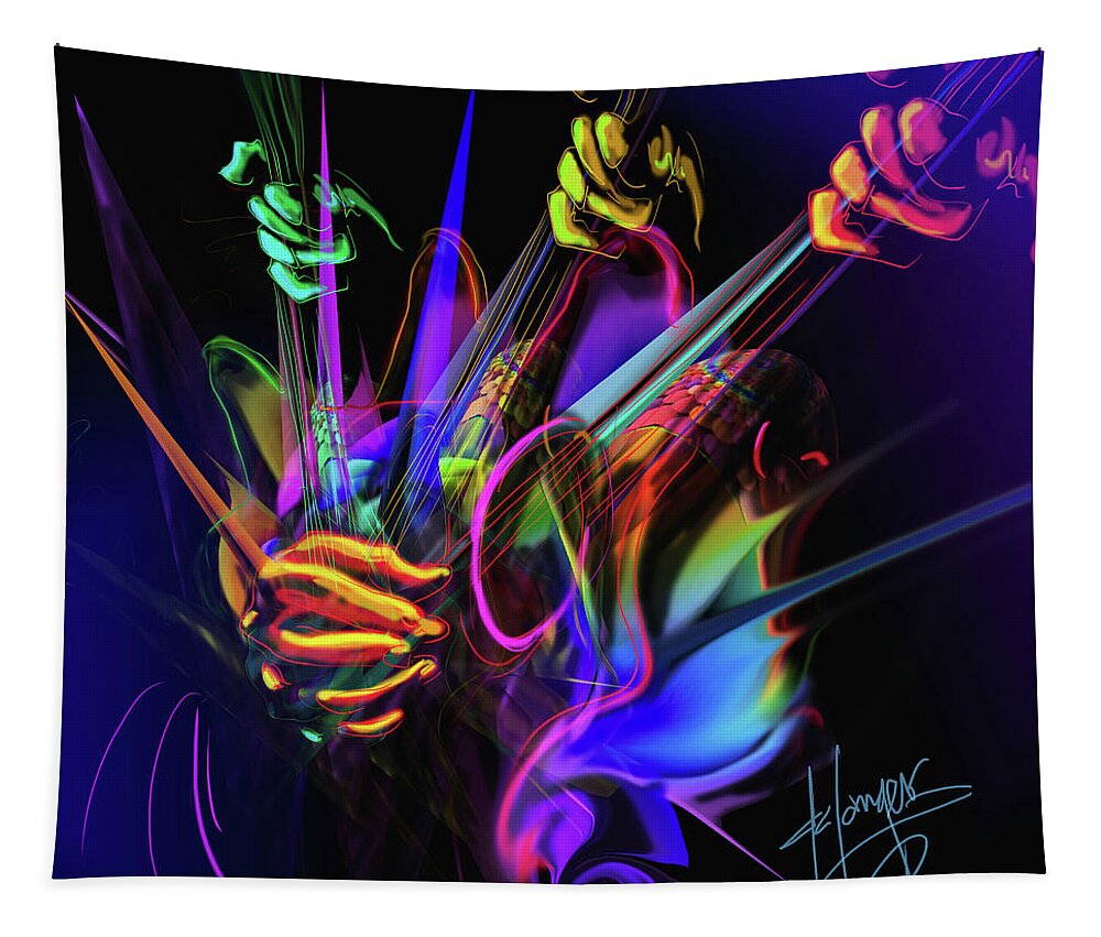 Guitar Tapestry featuring the painting Guitar 3000 by DC Langer