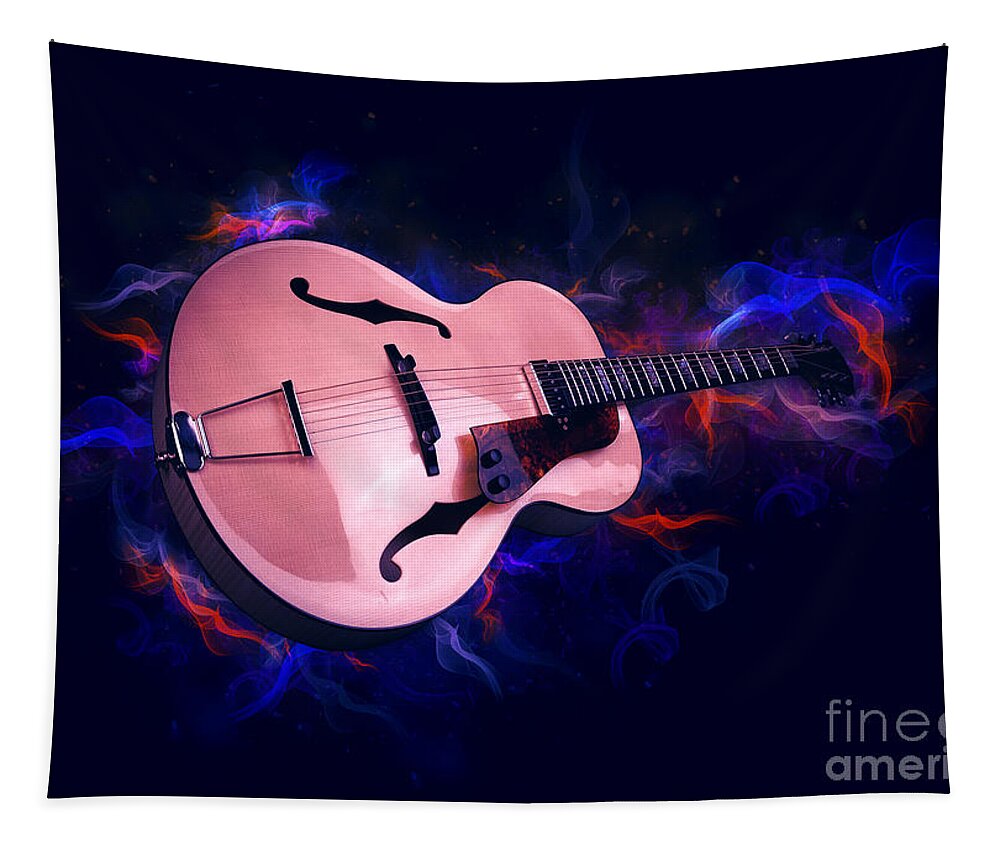 Music Tapestry featuring the digital art Guitar Art by Ian Mitchell