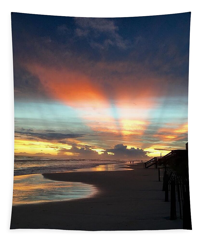 Sunset Tapestry featuring the photograph Gulf sunset by Colette Lee