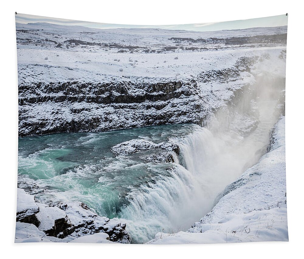 Gullfoss Tapestry featuring the photograph Gullfoss 2 by Nigel R Bell