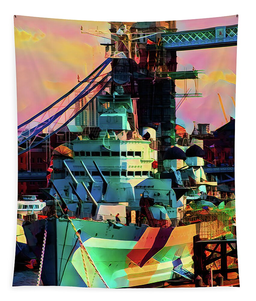  Tapestry featuring the photograph H M S Belfast by Jack Torcello