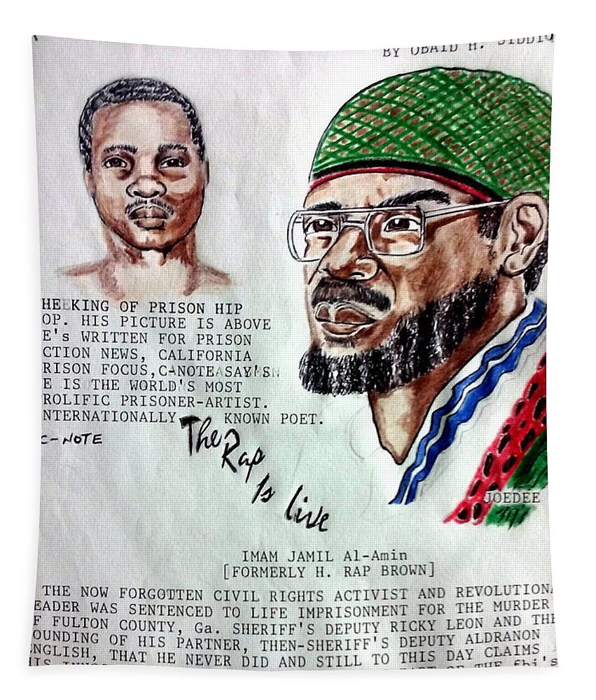 Black Art Tapestry featuring the drawing H. Rap Brown featuring C-Note by Joedee
