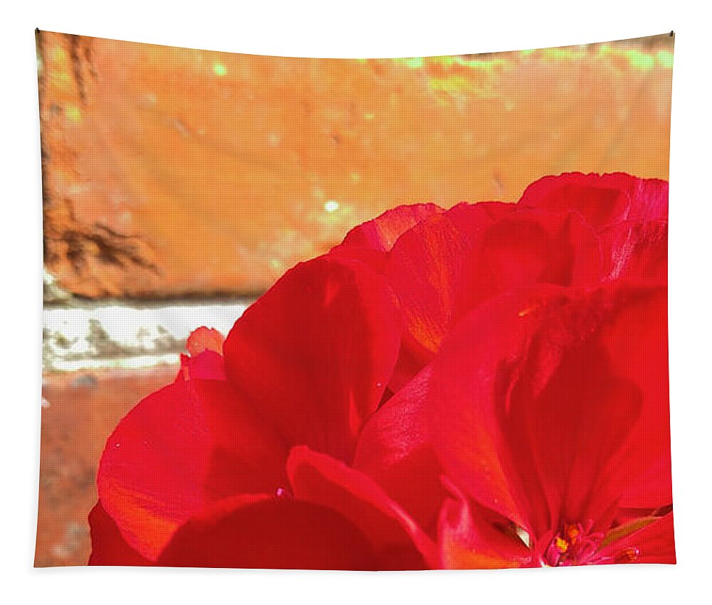 Flower Tapestry featuring the photograph Half on a Red by Robert Knight