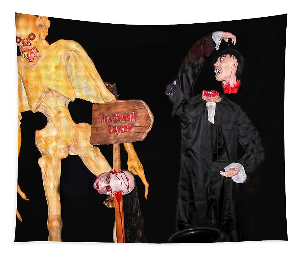Halloween Tapestry featuring the photograph Halloween party by Zina Stromberg
