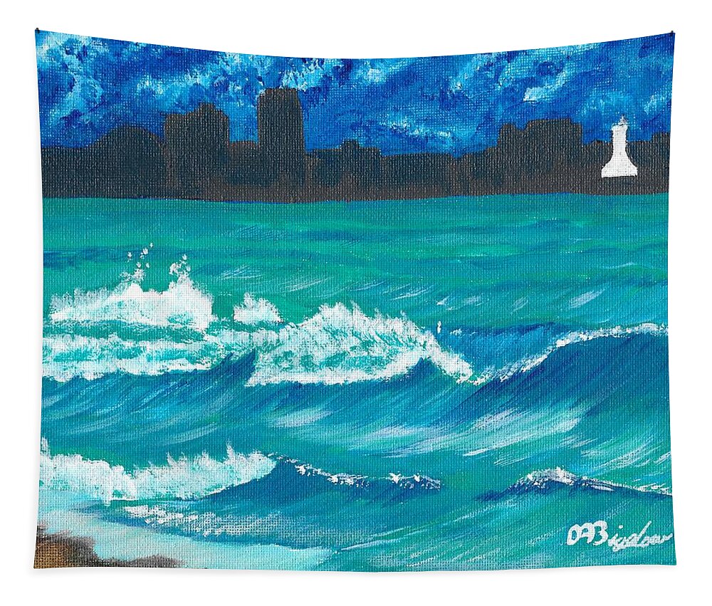 Wave Tapestry featuring the painting Hamilton Beach by David Bigelow