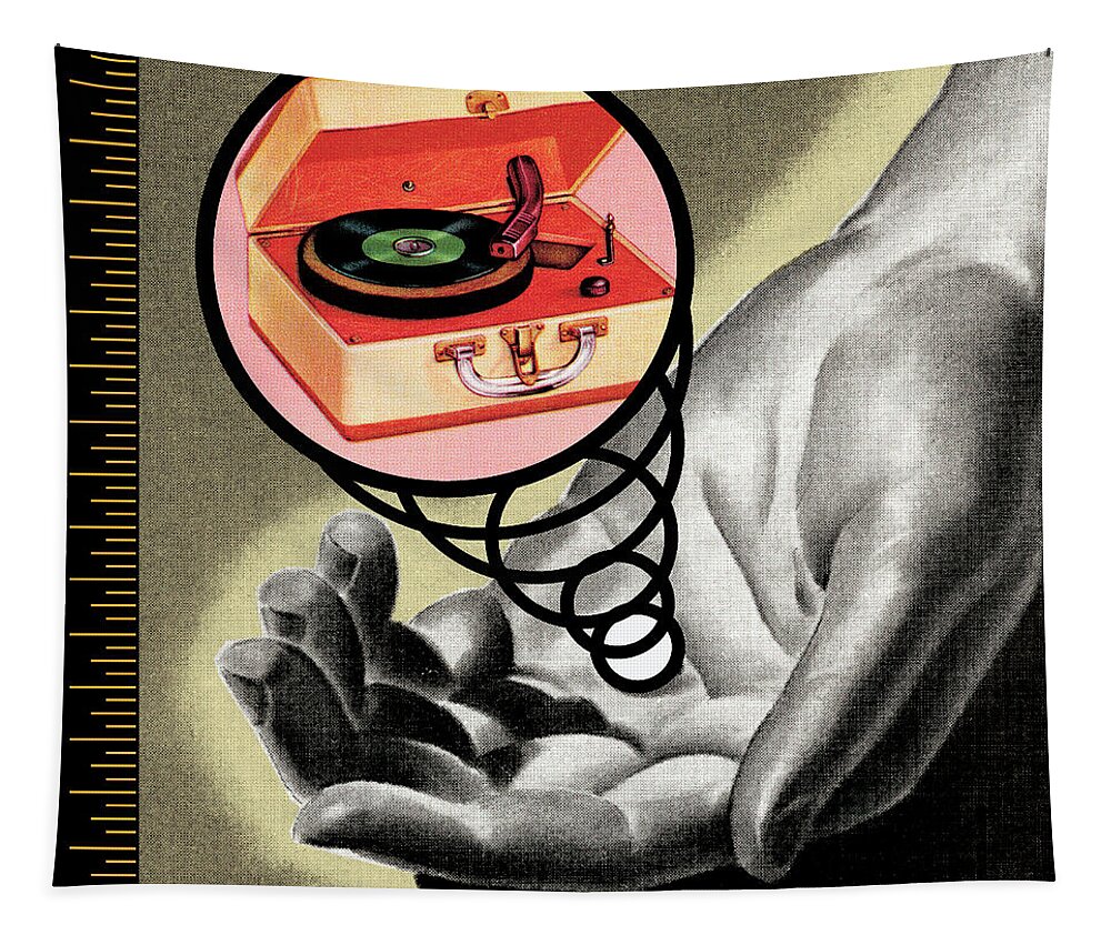 Album Tapestry featuring the drawing Hand and Record Player by CSA Images