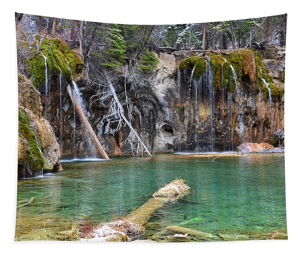 Nature Tapestry featuring the mixed media Hanging Lake 1 by Angelina Tamez