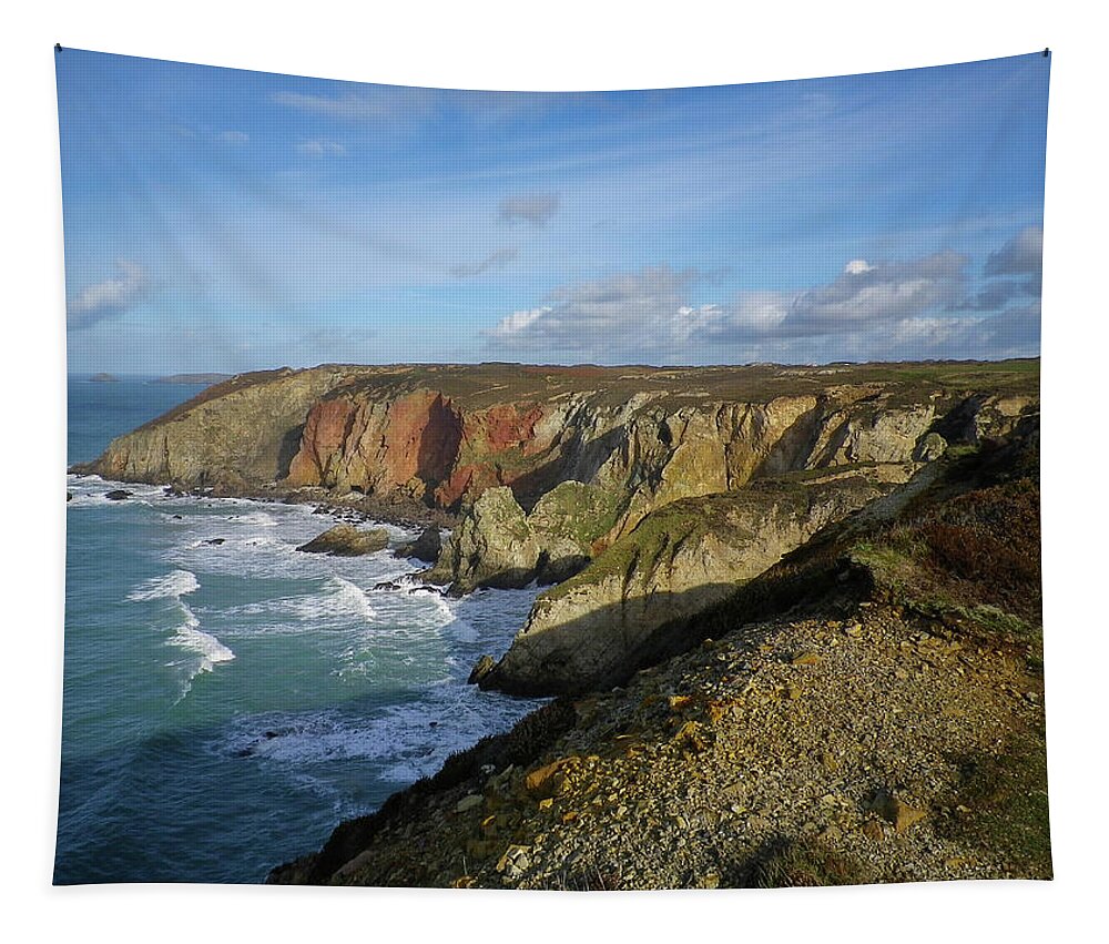 Hanover Cove Tapestry featuring the photograph Hanover Cove St Agnes Cornwall by Richard Brookes