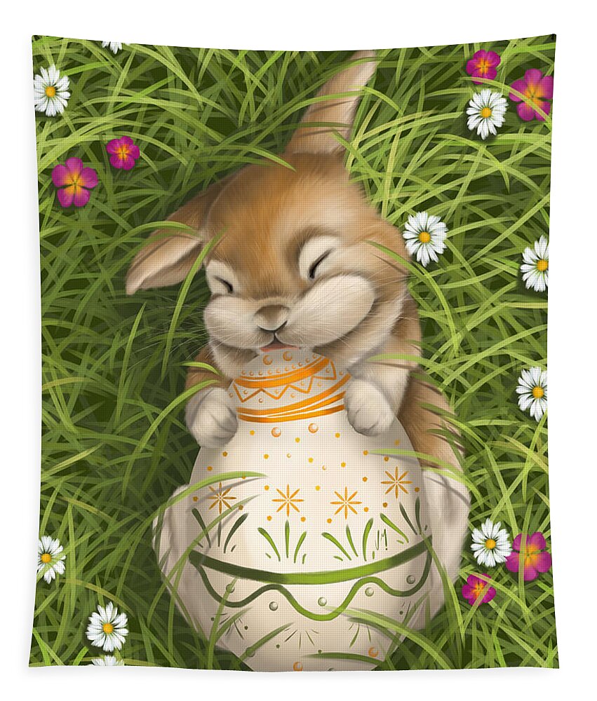 Bunny Tapestry featuring the painting Happy Easter 2019 by Veronica Minozzi