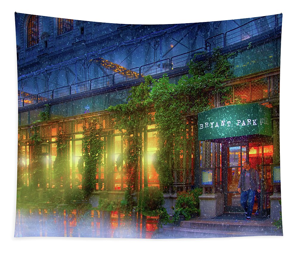 Bryant Park Grill Tapestry featuring the photograph Happy Holidays at the Bryant Park Grill by Mark Andrew Thomas
