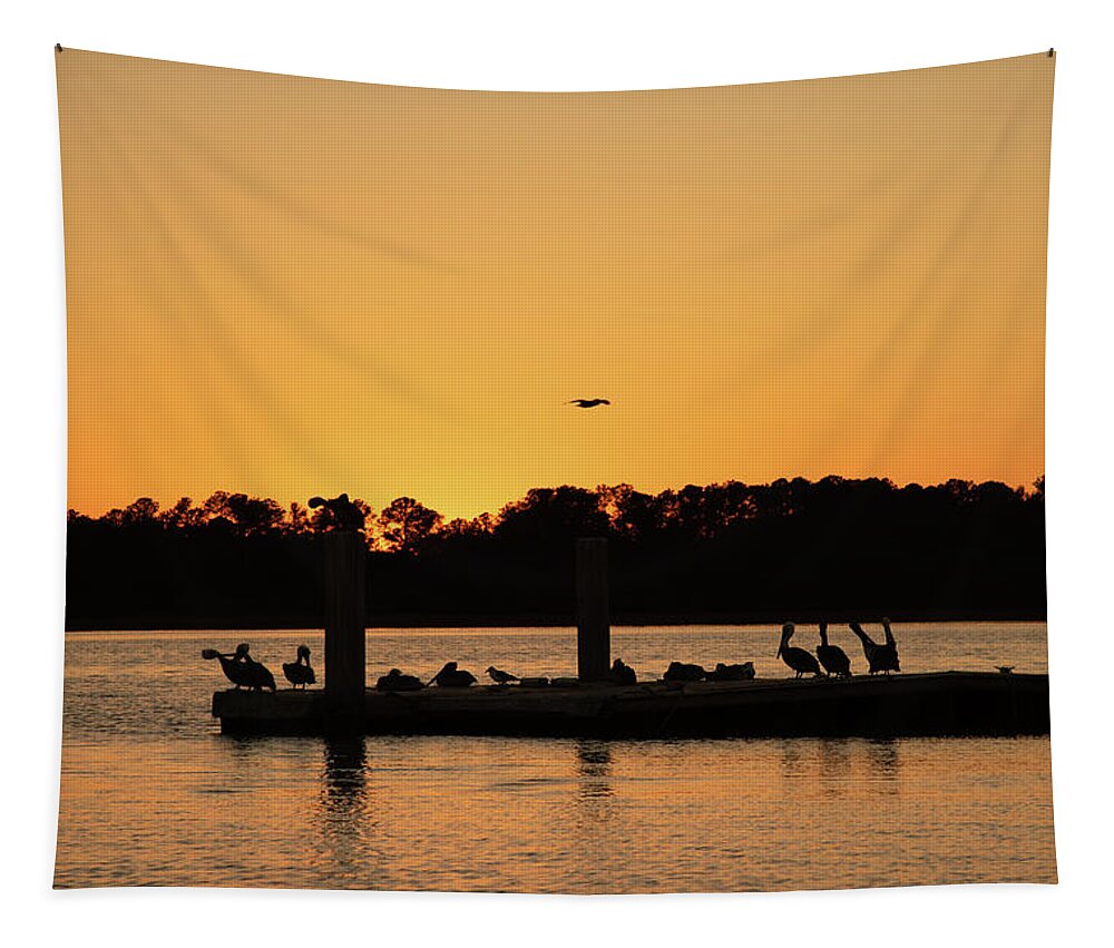 Sunset Tapestry featuring the photograph Happy Hour on Hilton Head by Dennis Schmidt