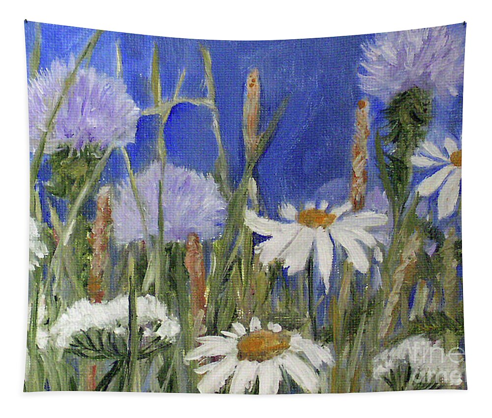 Thistle Tapestry featuring the painting Happy Skies by Laurie Rohner