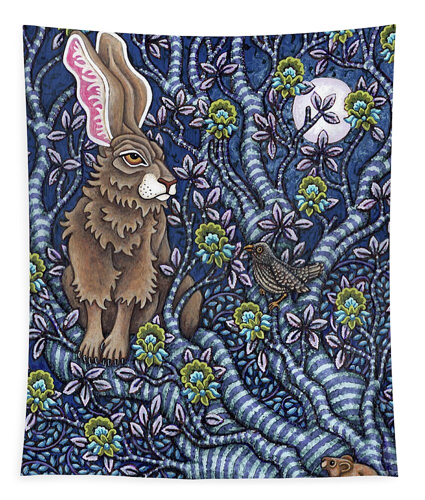 Hare Tapestry featuring the painting Hare TapesTree 3 by Amy E Fraser