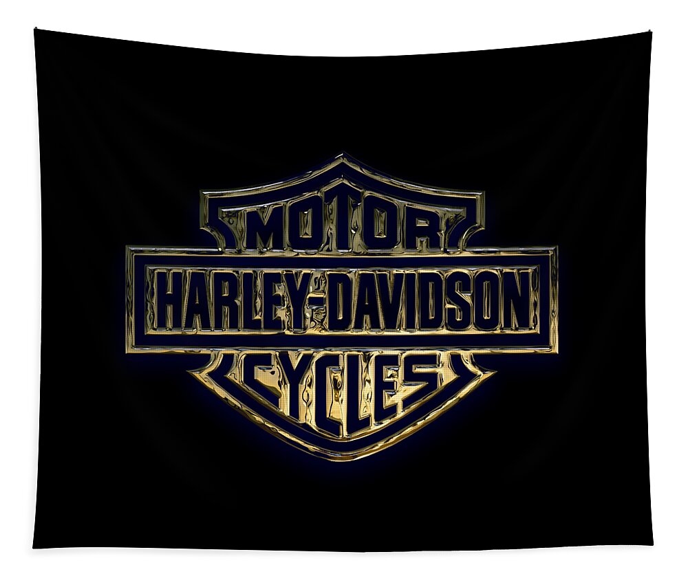 Harley Davidson Tapestry featuring the mixed media Harley Davidson Collection by Marvin Blaine