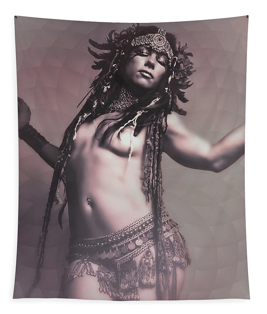 Dark Tapestry featuring the digital art Goddess In Motion by Recreating Creation