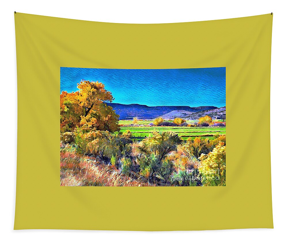 The Hay Was Baled And Sold Tapestry featuring the digital art Harvest Time by Annie Gibbons