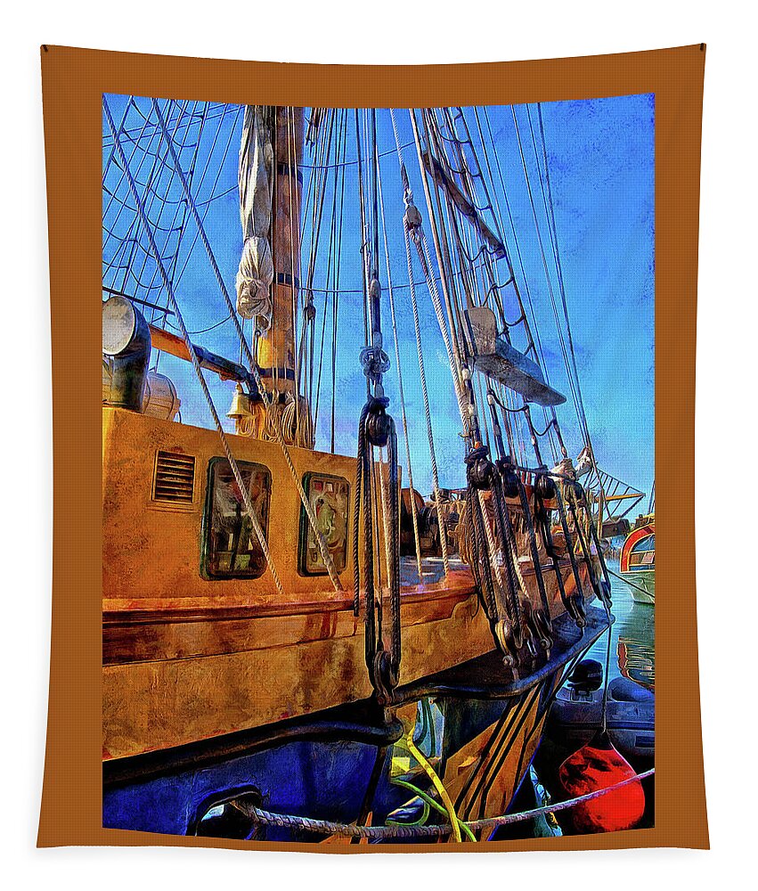 Hdr Tapestry featuring the photograph Hawaiian Chieftain Tall Ship by Thom Zehrfeld